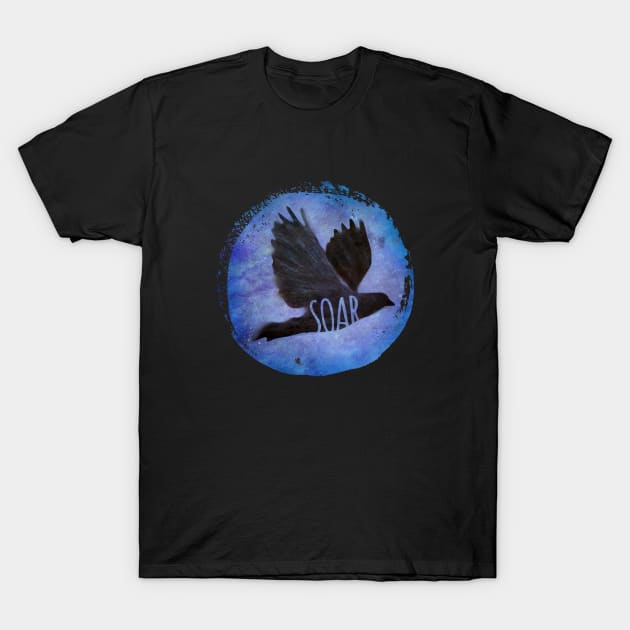 SOAR - crow/raven in flight T-Shirt by directdesign